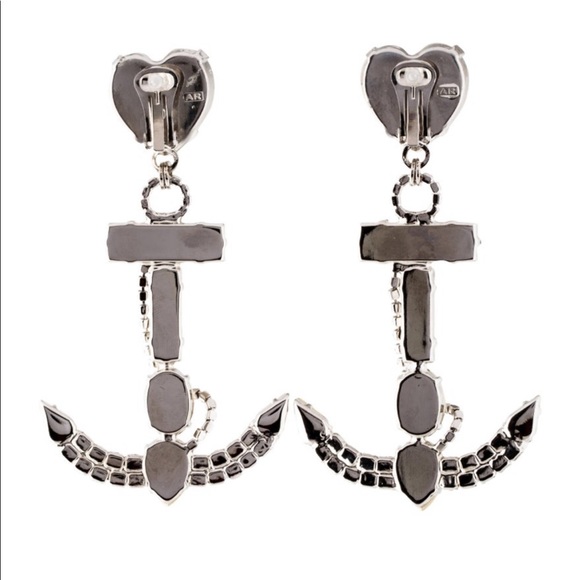 Alessandra Rich Crystal Anchor Clip On Earrings - Picture 4 of 4